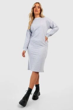 Vestito Midi In Felpa Plus Size