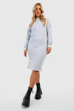Vestito Midi In Felpa Plus Size -Negozio al dettaglio Vestiti gzz28860 grey20marl xl 2