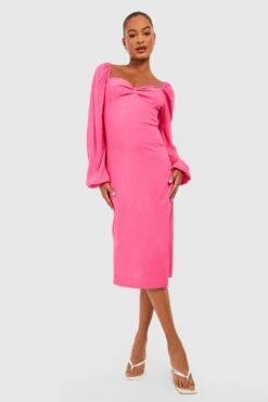 Vestito Midi Tall Con Maniche A Palloncino E Dettagli Metallizzati -Negozio al dettaglio Vestiti gzz28908 hot20pink xl 2
