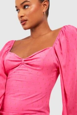 Vestito Midi Tall Con Maniche A Palloncino E Dettagli Metallizzati -Negozio al dettaglio Vestiti gzz28908 hot20pink xl 3