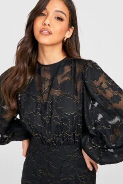 Vestito Skater In Jacquard Di Pizzo Con Maniche A Campana 7 Vestito Skater In Jacquard Di Pizzo Con Maniche A Campana -Negozio al dettaglio Vestiti gzz28967 black xl 3