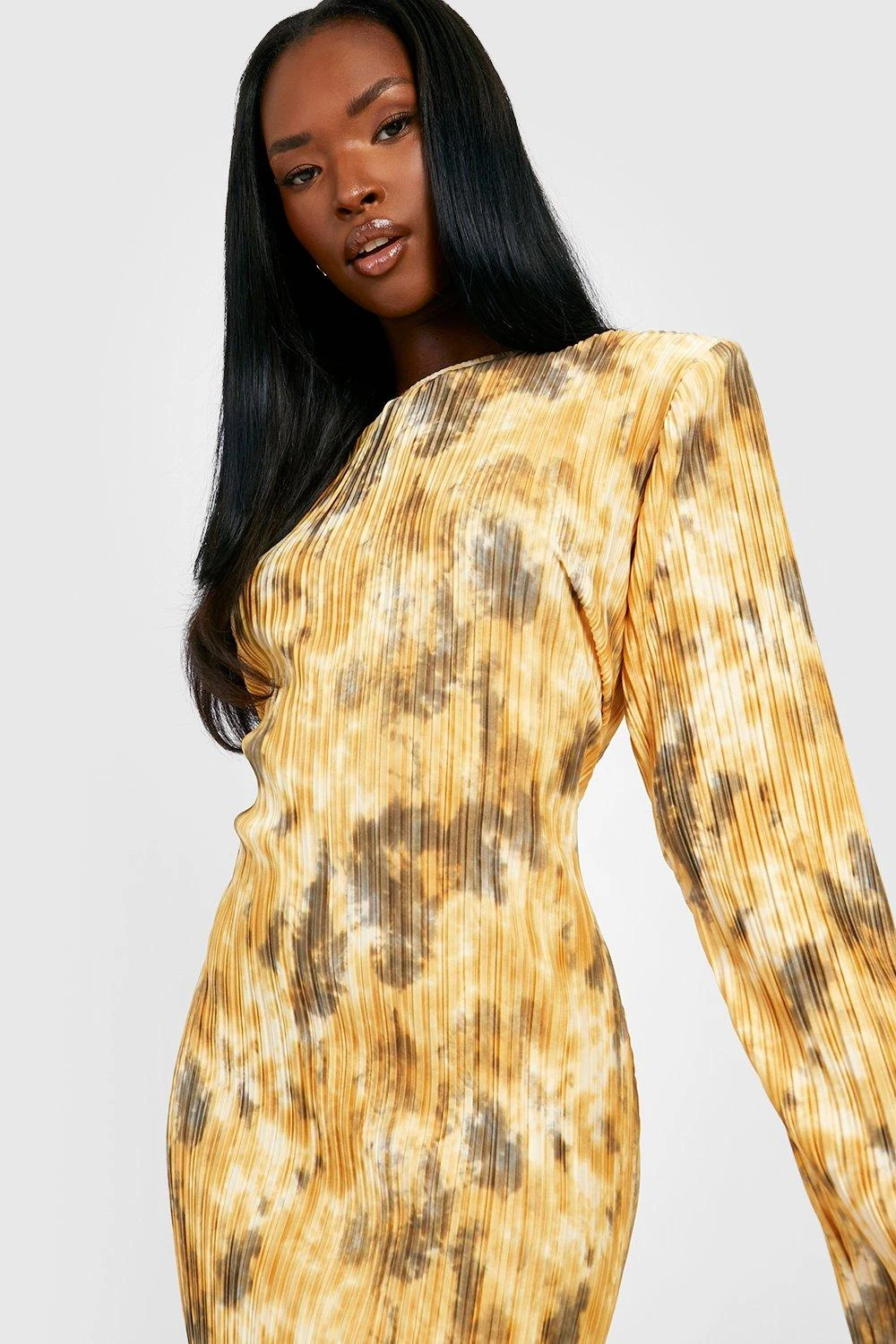 Vestito Plissettato Marmorizzato Con Spalline Imbottite 4 Vestito Plissettato Marmorizzato Con Spalline Imbottite - immagine 4