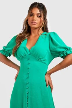 Vestito Midi A Maniche Corte Con Bottoni -Negozio al dettaglio Vestiti gzz29115 bottle20green xl 3