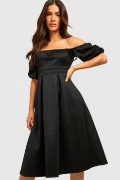 Vestito Skater In Scuba Con Spalle Scoperte 6 Vestito Skater In Scuba Con Spalle Scoperte -Negozio al dettaglio Vestiti gzz29125 black xl 2