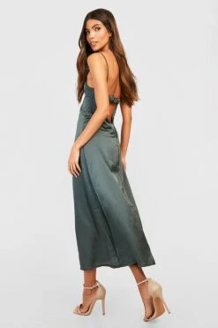 Vestito Pull-on Midi In Raso Con Coppe -Negozio al dettaglio Vestiti gzz29189 khaki xl 1