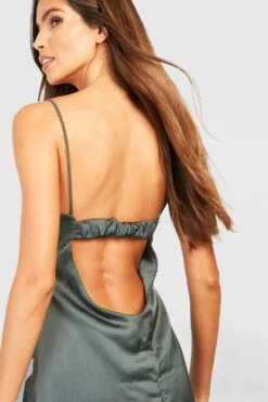 Vestito Pull-on Midi In Raso Con Coppe -Negozio al dettaglio Vestiti gzz29189 khaki xl 2