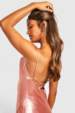 Vestito Maxi Premium In Raso Con Scollo A Cappuccio -Negozio al dettaglio Vestiti gzz29268 pink xl 3