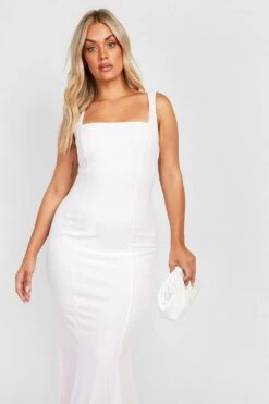 Vestito Maxi Plus Size In Scuba Aderente Con Scollo Quadrato -Negozio al dettaglio Vestiti gzz29350 pale20pink xl 3