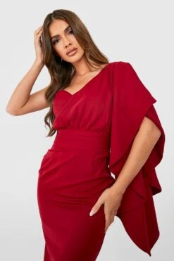 Vestito Midi In Raso Con Maniche Arricciate -Negozio al dettaglio Vestiti gzz29391 berry xl 3