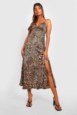 Vestito Longuette Leopardato Con Spalline -Negozio al dettaglio Vestiti gzz29395 brown xl 2