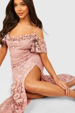 Vestito Maxi In Pizzo Cordonetto Con Spalle Scoperte -Negozio al dettaglio Vestiti gzz29492 blush xl 2