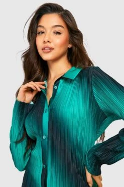 Vestito Camicia Midi Plissettato Sfumato 7 Vestito Camicia Midi Plissettato Sfumato -Negozio al dettaglio Vestiti gzz29775 green xl 3