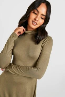 Vestito Skater A Collo Alto Con Maniche Lunghe -Negozio al dettaglio Vestiti gzz29782 khaki xl 3