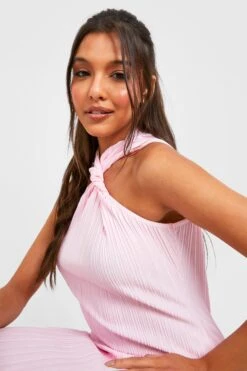 Vestito Midi Premium Plissettato Con Dettagli Attorcigliati -Negozio al dettaglio Vestiti gzz29869 pink xl 3