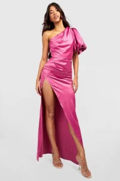 Vestito Maxi Tall In Raso Con Maniche A Sbuffo -Negozio al dettaglio Vestiti gzz30050 mauve xl 2