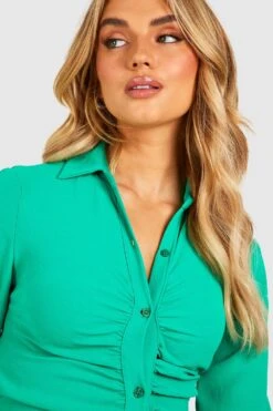 Vestito Midi Premaman A Effetto Goffrato Con Ruches -Negozio al dettaglio Vestiti gzz30123 green xl 3