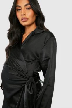 Vestito Scaldacuore Midi Premaman In Raso -Negozio al dettaglio Vestiti gzz30125 black xl 3