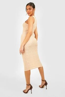 Vestito Midi A Collo Alto Con Trama A Coste Ondulate 5 Vestito Midi A Collo Alto Con Trama A Coste Ondulate -Negozio al dettaglio Vestiti gzz30196 stone xl 1