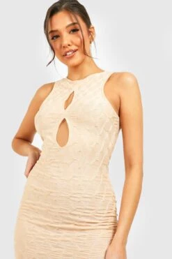 Vestito Midi A Collo Alto Con Trama A Coste Ondulate 7 Vestito Midi A Collo Alto Con Trama A Coste Ondulate -Negozio al dettaglio Vestiti gzz30196 stone xl 3