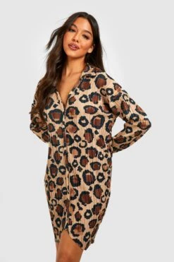 Vestito Camicia Oversize Plissettato Animalier