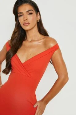 Vestito Maxi Da Cerimonia A Incrocio Con Spalle Scoperte -Negozio al dettaglio Vestiti gzz30341 orange xl 3