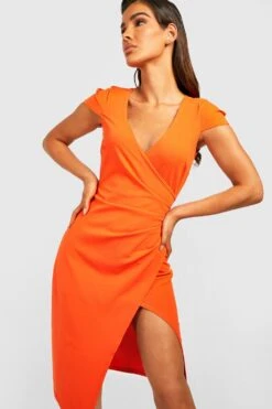 Vestito Scaldacuore Midi Con Maniche Ad Aletta -Negozio al dettaglio Vestiti gzz30349 orange xl 3