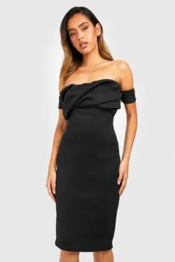 Vestito Midi In Scuba Rivestito Con Spalle Scoperte -Negozio al dettaglio Vestiti gzz30379 black xl 2