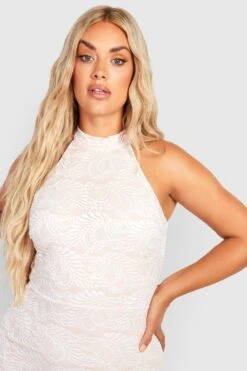 Vestito Longuette Plus Size In Pizzo A Contrasto Con Scollo A Vogatore 6 Vestito Longuette Plus Size In Pizzo A Contrasto Con Scollo A Vogatore -Negozio al dettaglio Vestiti gzz30417 ivory xl 2