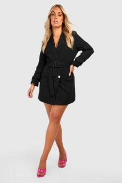 Vestito Blazer Plus Size A Doppiopetto Con Bottoni Color Oro