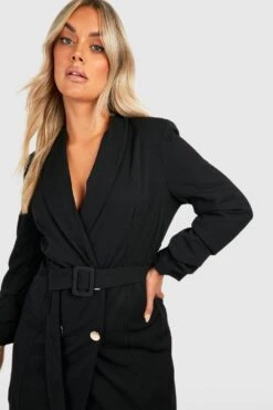 Vestito Blazer Plus Size A Doppiopetto Con Bottoni Color Oro -Negozio al dettaglio Vestiti gzz30426 black xl 2