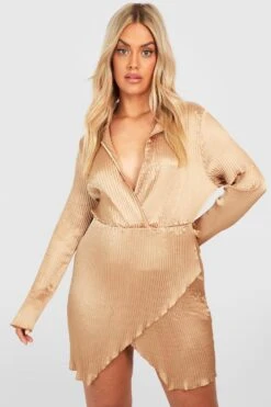 Vestito Camicia Scaldacuore Plus Size In Raso Plissettato