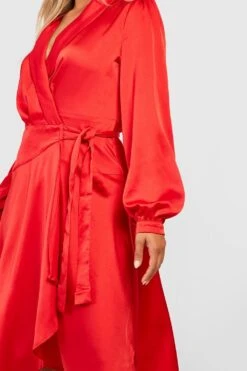 Vestito Skater Midi Plus Size In Raso Con Dettagli A Incrocio -Negozio al dettaglio Vestiti gzz30458 red xl 3