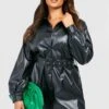 Vestito Camicia Plus Size In PU Con Cintura
