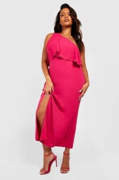 Vestito Midi Plus Size Premium In Raso Con Arricciature -Negozio al dettaglio Vestiti gzz30482 hot20pink xl 2