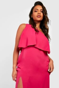 Vestito Midi Plus Size Premium In Raso Con Arricciature -Negozio al dettaglio Vestiti gzz30482 hot20pink xl 3