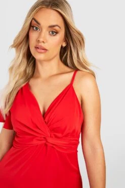 Vestito Maxi Plus Size Premium In Raso Con Dettagli Attorcigliati -Negozio al dettaglio Vestiti gzz30483 red xl 3