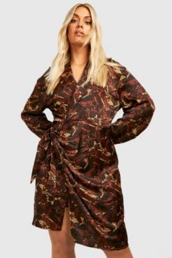 Vestito Scaldacuore Plus Size In Raso In Fantasia Cachemire E Leopardata