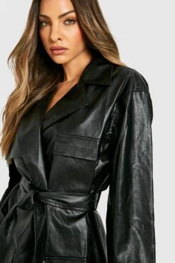 Vestito Blazer In PU Stile Utility Con Cintura -Negozio al dettaglio Vestiti gzz30524 black xl 3