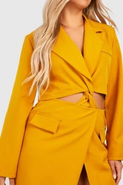 Vestito Blazer Plus Size Con Cut-out E Dettagli Attorcigliati -Negozio al dettaglio Vestiti gzz30545 mustard xl 3