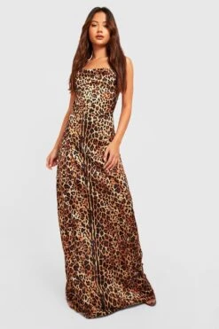 Vestito Maxi Pull-on Petite In Raso Con Stampa Leopardata -Negozio al dettaglio Vestiti gzz30651 natural xl 2