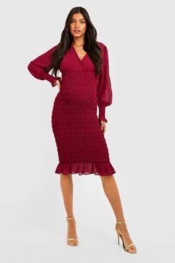 Vestito Scaldacuore Midi Premaman Increspato -Negozio al dettaglio Vestiti gzz30677 wine xl 2