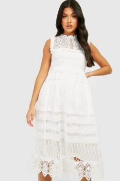 Vestito Skater Premaman Boutique In Pizzo -Negozio al dettaglio Vestiti gzz30697 ivory xl 2