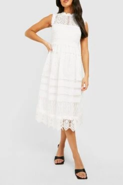 Vestito Skater Premaman Boutique In Pizzo -Negozio al dettaglio Vestiti gzz30697 ivory xl 3