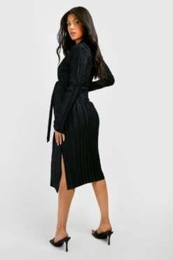 Vestito Camicia Midi Premaman Plissettato Con Cintura -Negozio al dettaglio Vestiti gzz30719 black xl 1