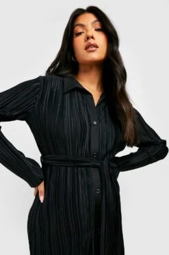 Vestito Camicia Midi Premaman Plissettato Con Cintura -Negozio al dettaglio Vestiti gzz30719 black xl 3