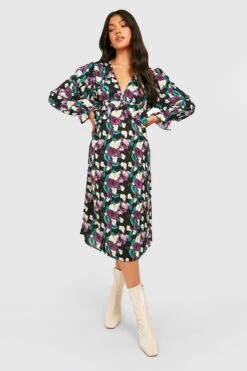 Vestito Midi Premaman In Chiffon A Fiori Con Arricciature -Negozio al dettaglio Vestiti gzz30729 black xl 3