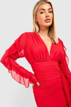 Vestito Midi In Rete Con Ruches 6 Vestito Midi In Rete Con Ruches -Negozio al dettaglio Vestiti gzz30788 red xl 2