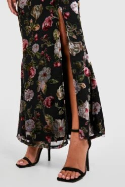 Vestito Maxi Petite In Devoré Con Scollo A Cappuccio Frontale -Negozio al dettaglio Vestiti gzz30926 black xl 3