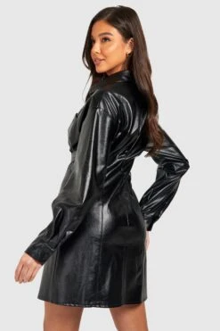 Vestito Camicia In PU Con Dettagli Stile Corsetto 5 Vestito Camicia In PU Con Dettagli Stile Corsetto -Negozio al dettaglio Vestiti gzz30929 black xl 1