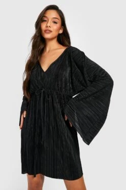 Vestito Skater Plissettato Con Scollo Profondo E Maniche Ad Ala Di Pipistrello 6 Vestito Skater Plissettato Con Scollo Profondo E Maniche Ad Ala Di Pipistrello -Negozio al dettaglio Vestiti gzz30977 black xl 2